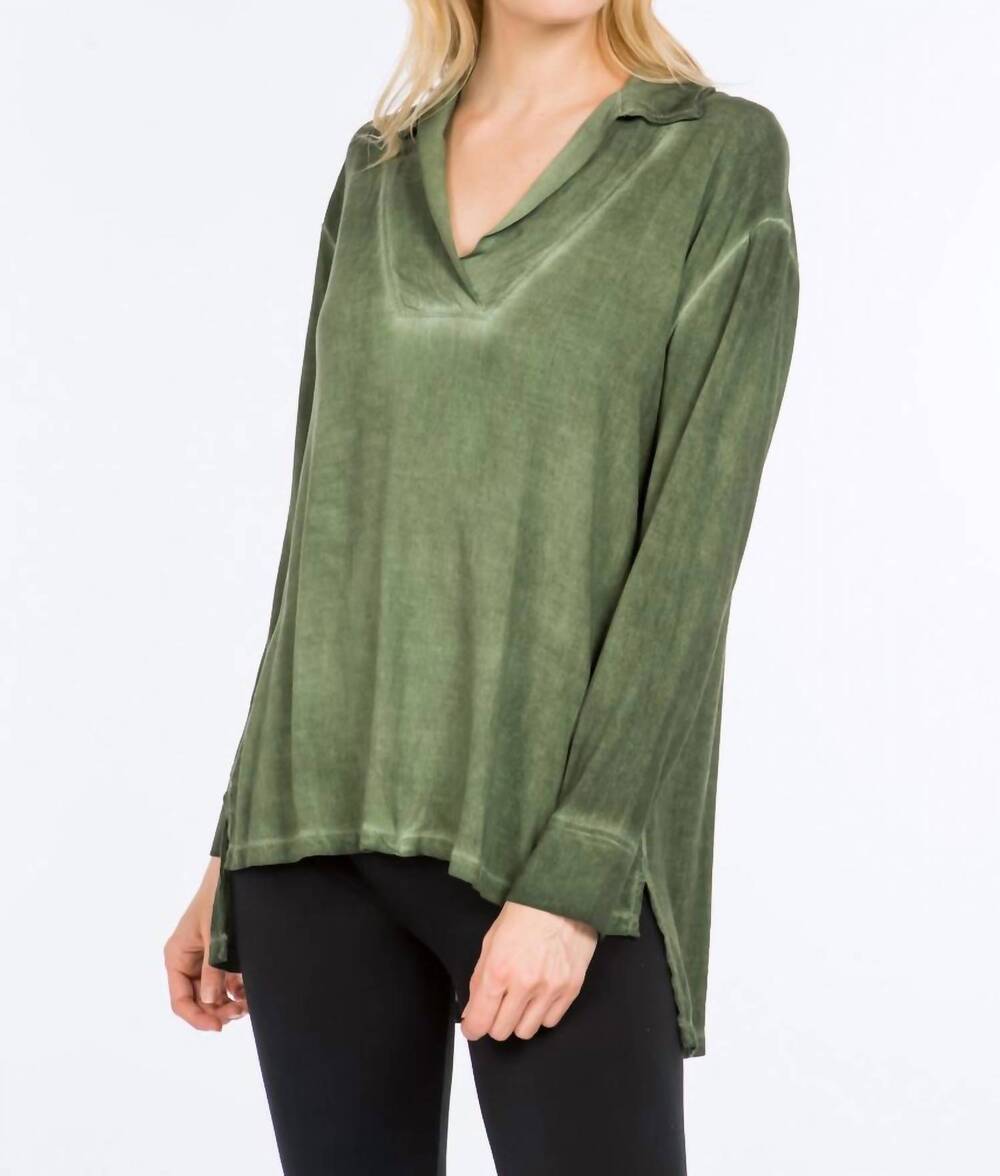 NEW M.RENA cross hatch collared tunic in spruce
